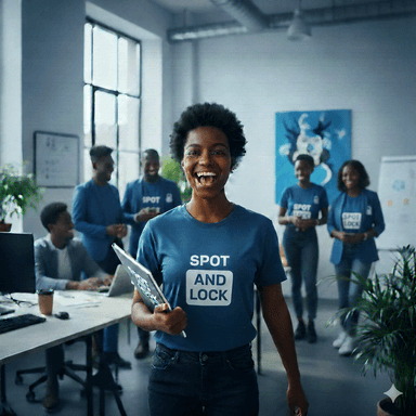 happy employees in spot and lock office